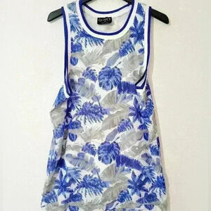 G Net Blue, White and Gray Tropical Men's Jersey tank size M